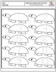 okul öncesi 1 sayısı çizgi çalışması